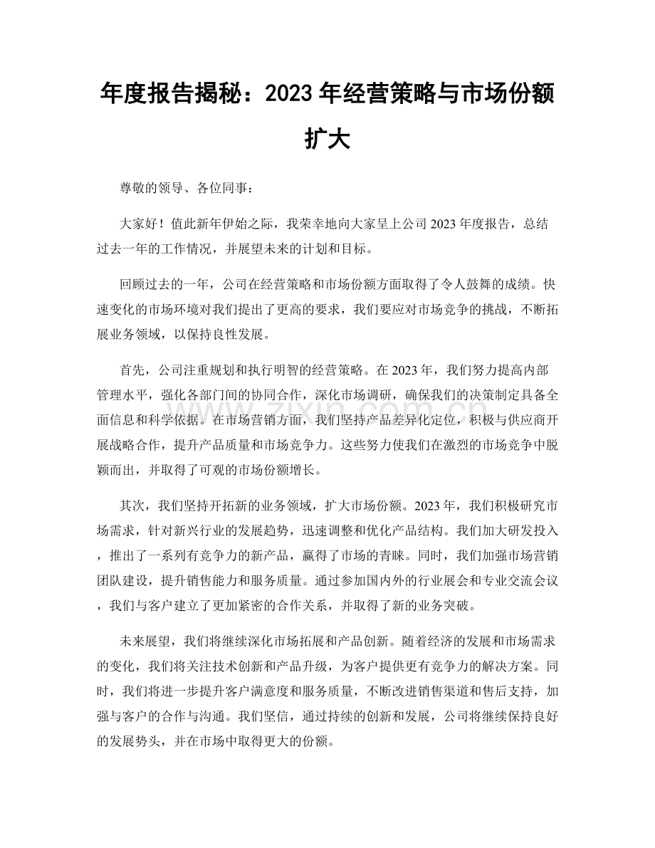 年度报告揭秘：2023年经营策略与市场份额扩大.docx_第1页