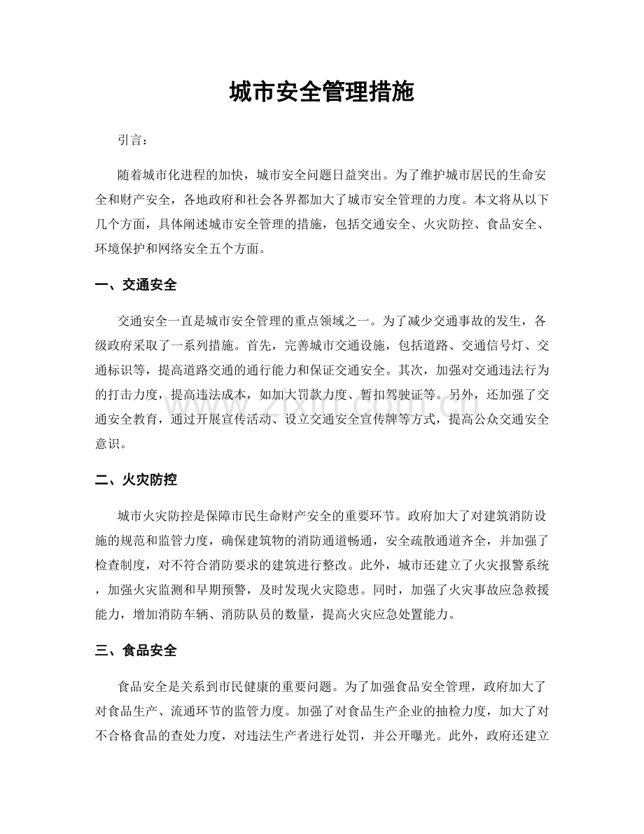 城市安全管理措施.docx_第1页