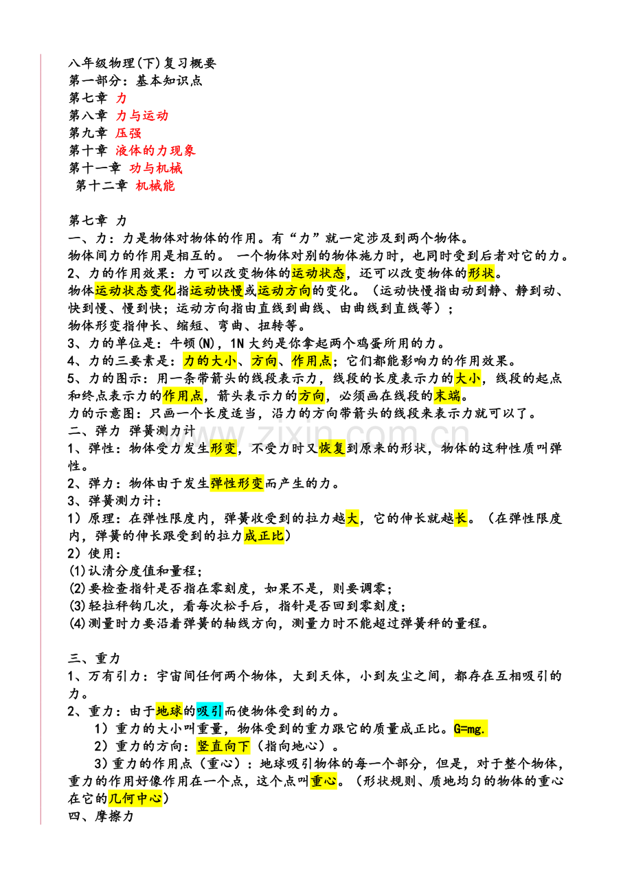 鲁教版八年级下物理知识提纲.doc_第1页