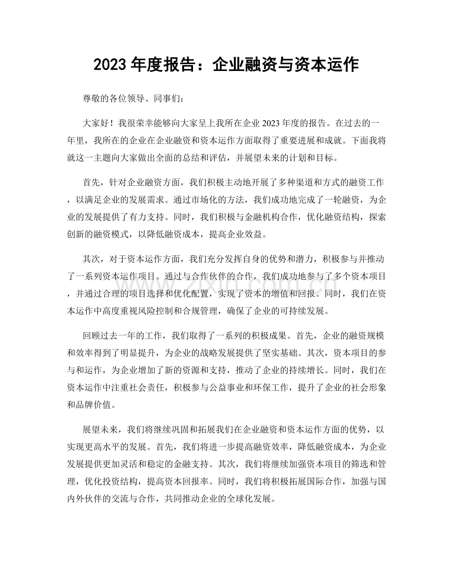 2023年度报告：企业融资与资本运作.docx_第1页