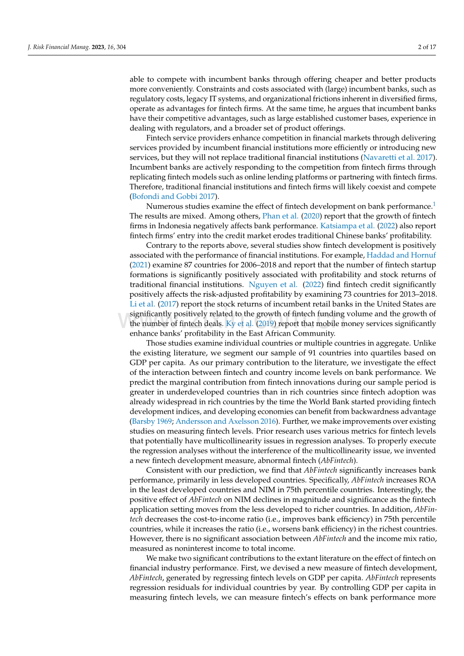 金融科技和GDP对银行绩效会造成什么影响影响？.pdf_第2页
