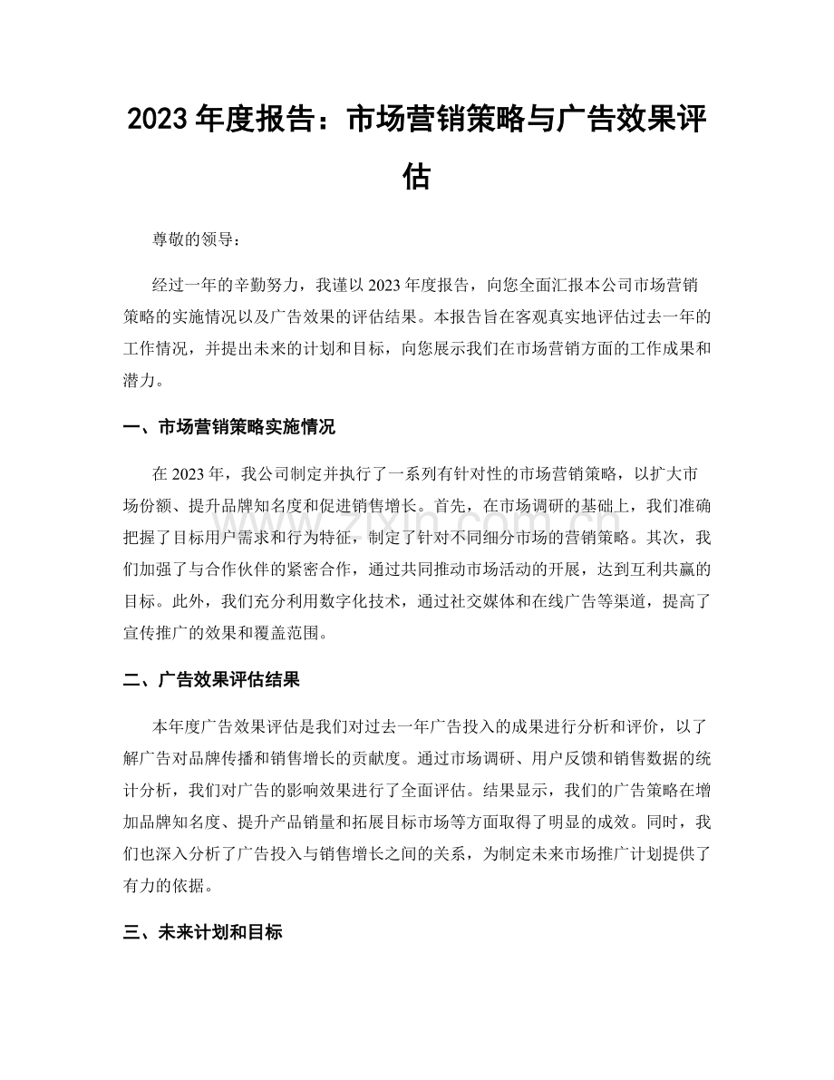 2023年度报告：市场营销策略与广告效果评估.docx_第1页