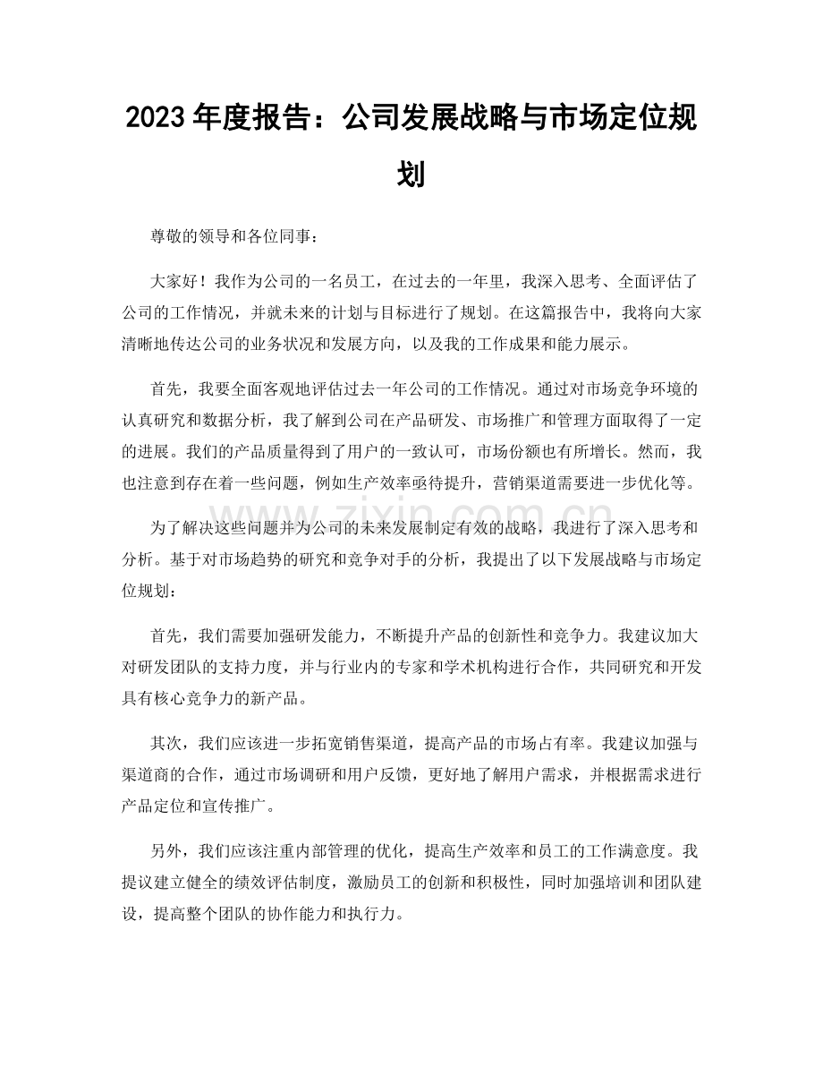 2023年度报告：公司发展战略与市场定位规划.docx_第1页