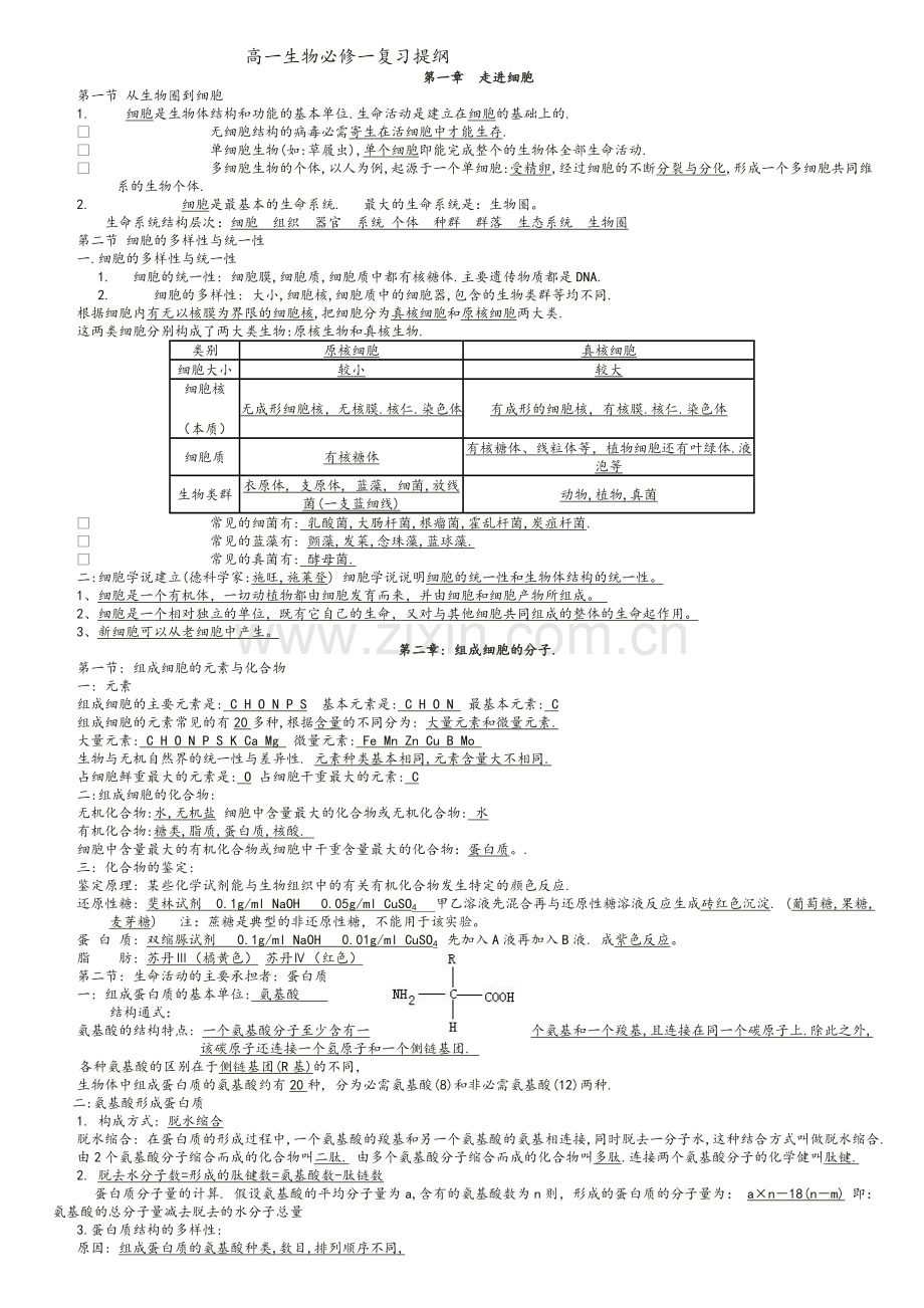 高一生物必修一知识点总结(全).doc_第1页