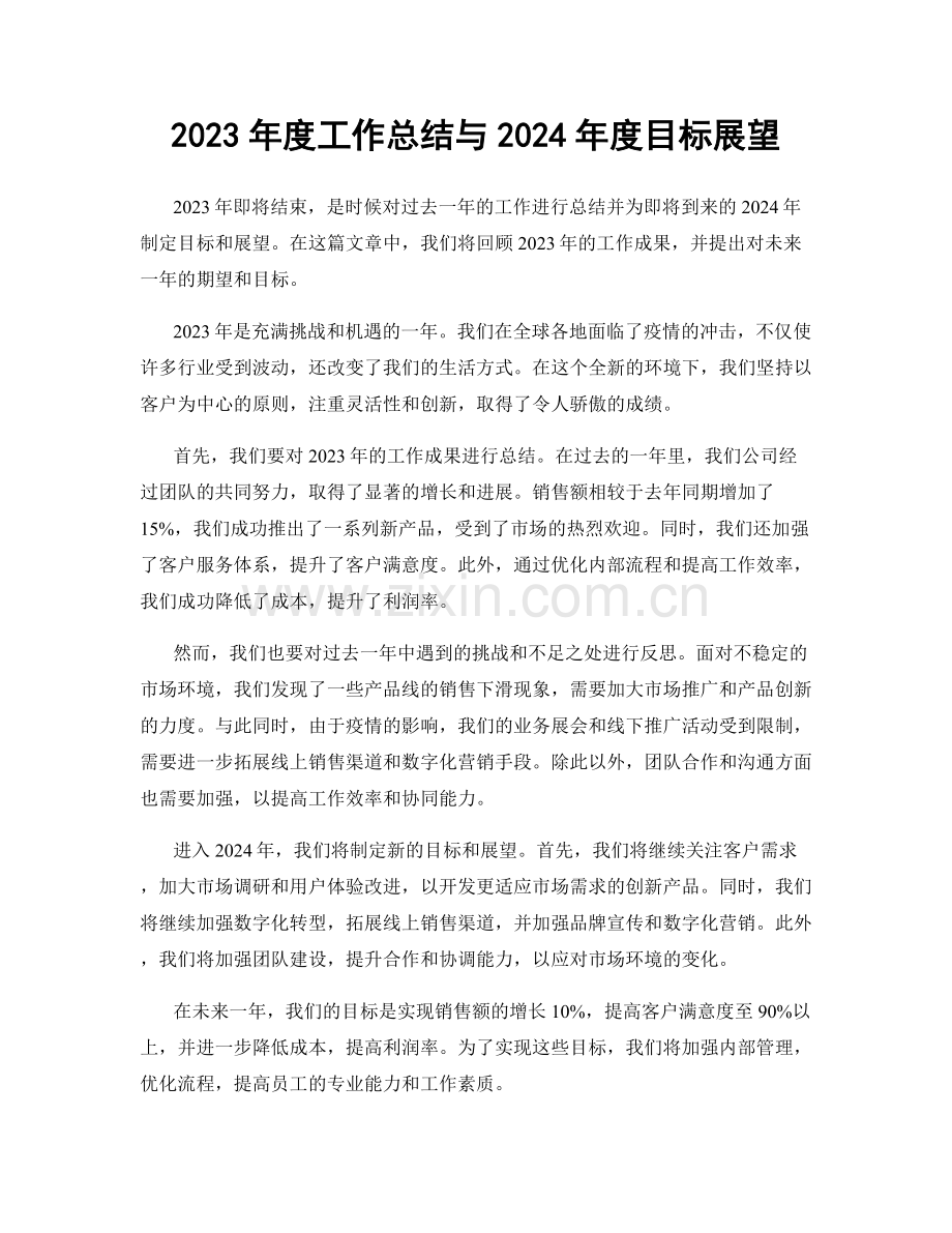 2023年度工作总结与2024年度目标展望.docx_第1页