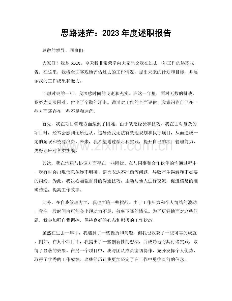 思路迷茫：2023年度述职报告.docx_第1页