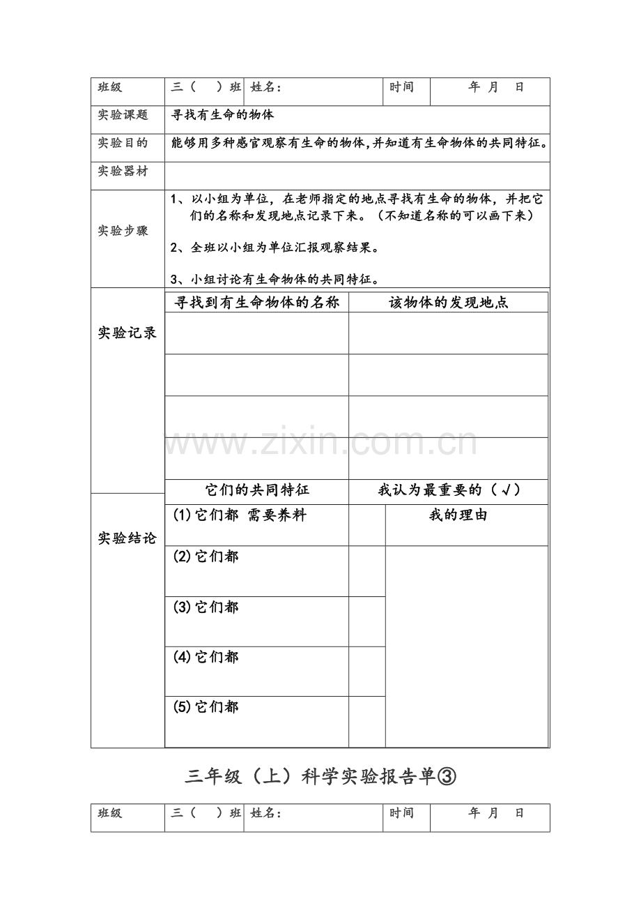 苏教版三年级上册实验报告单.doc_第2页