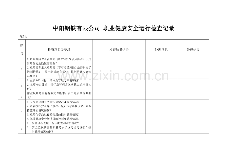 2职业健康安全运行检查记录样本.doc_第1页