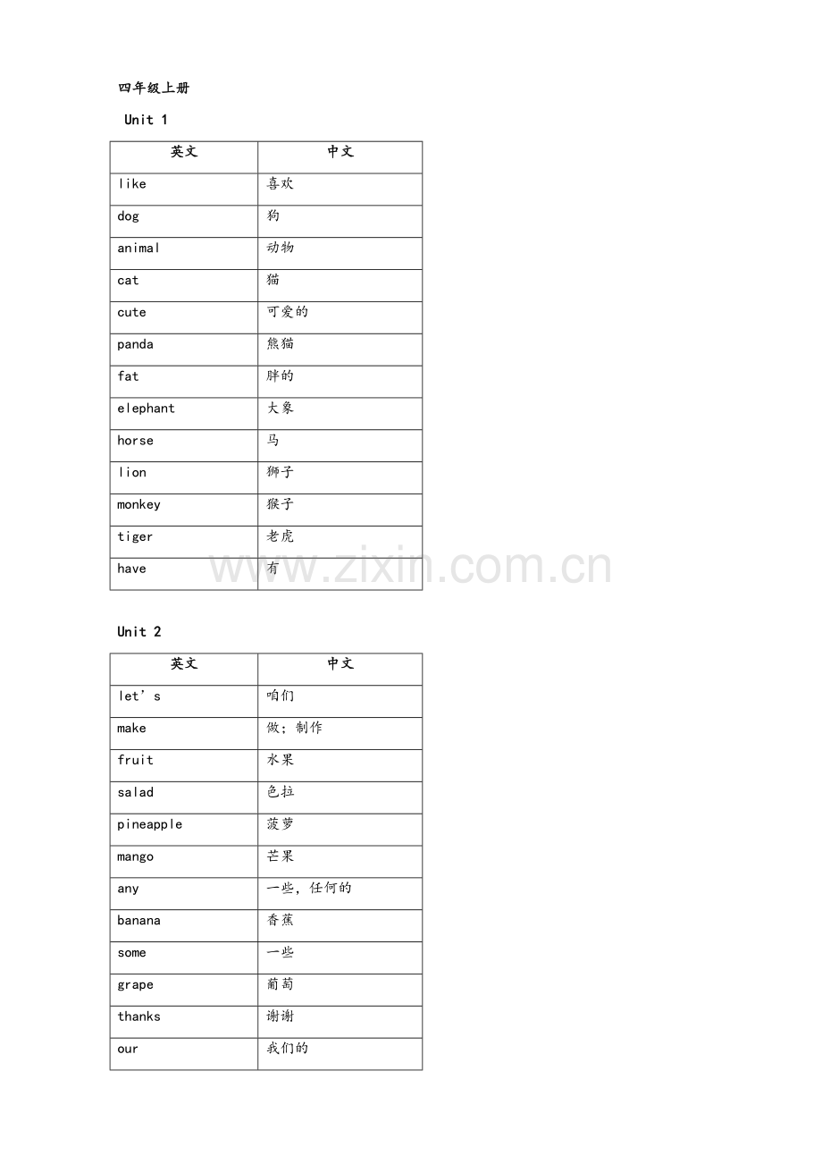 苏教版四年级上册英语单词表.doc_第1页