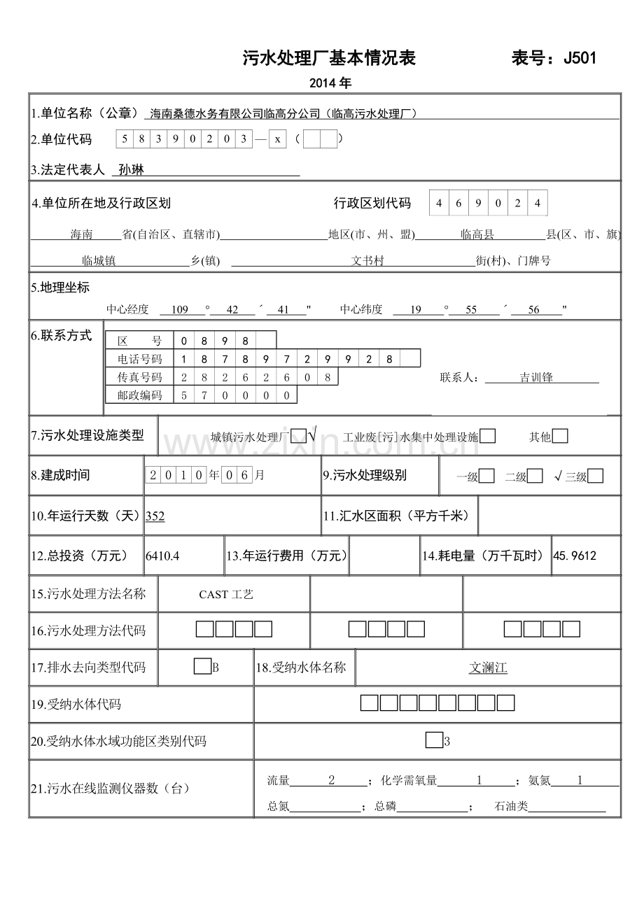 污水处理厂基本情况表全解.doc_第1页
