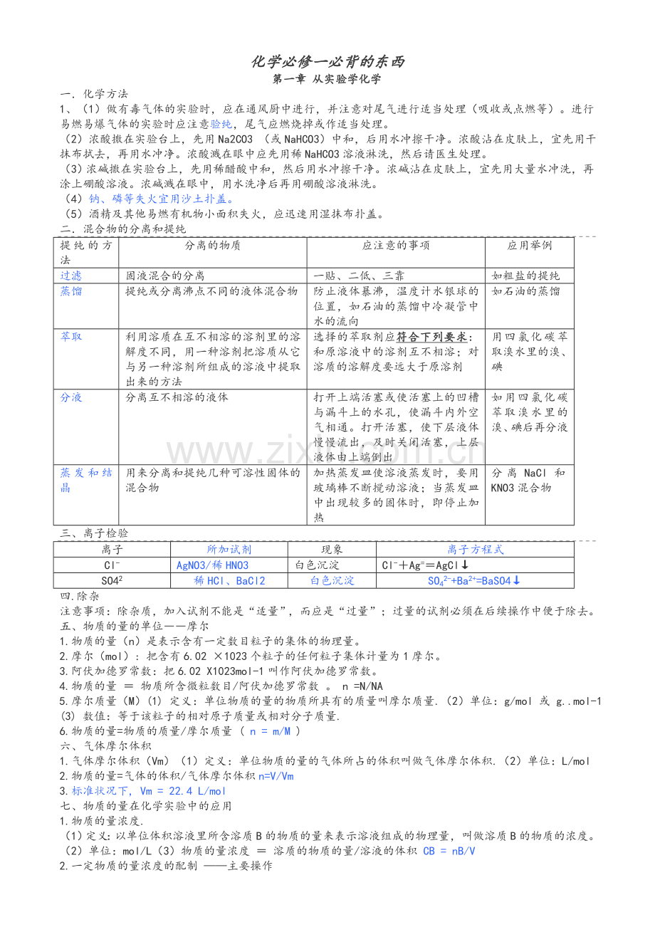 高一化学必修一知识点(带重点符号).doc_第1页