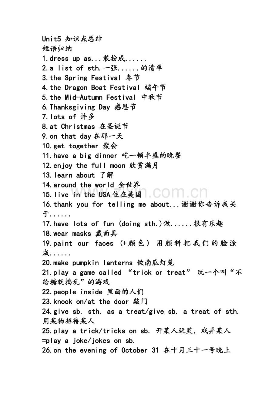 译林版英语七年级上册第五单元知识点.doc_第1页