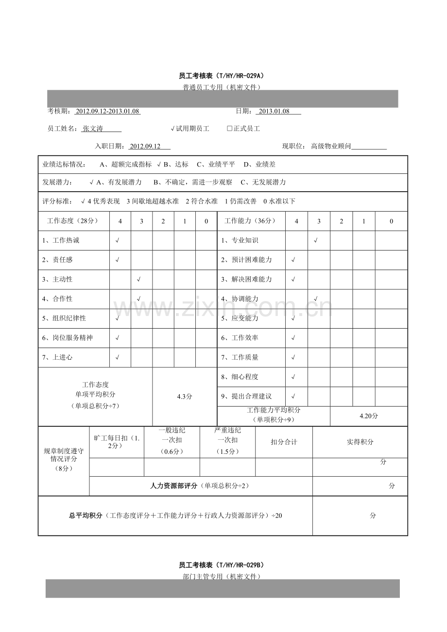 员工考核表HR.doc_第1页