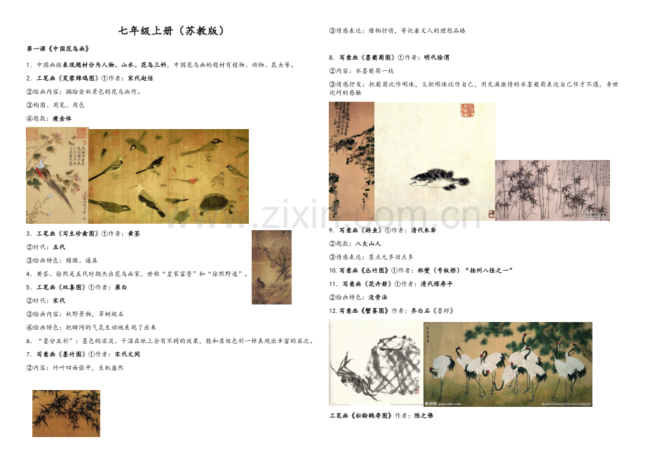 苏教版七年级上美术知识点复习.doc_第1页