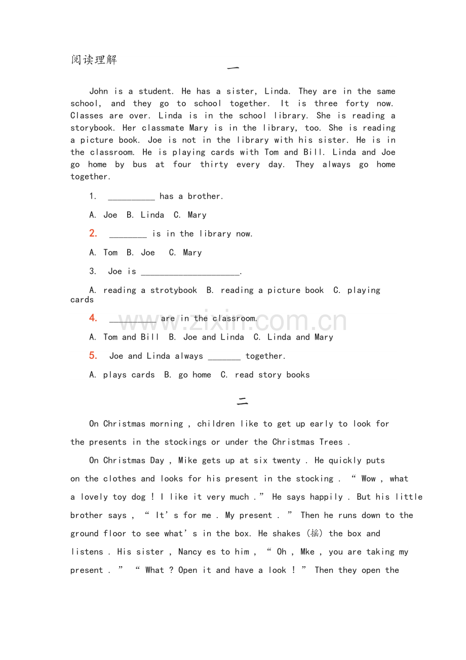 译林版五年级上册阅读理解.doc_第1页