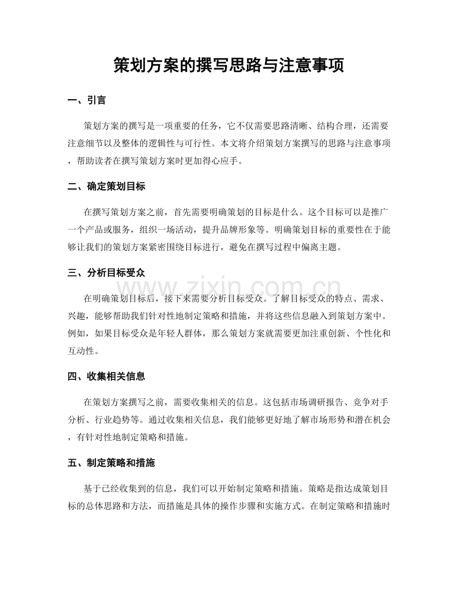 策划方案的撰写思路与注意事项.docx_第1页