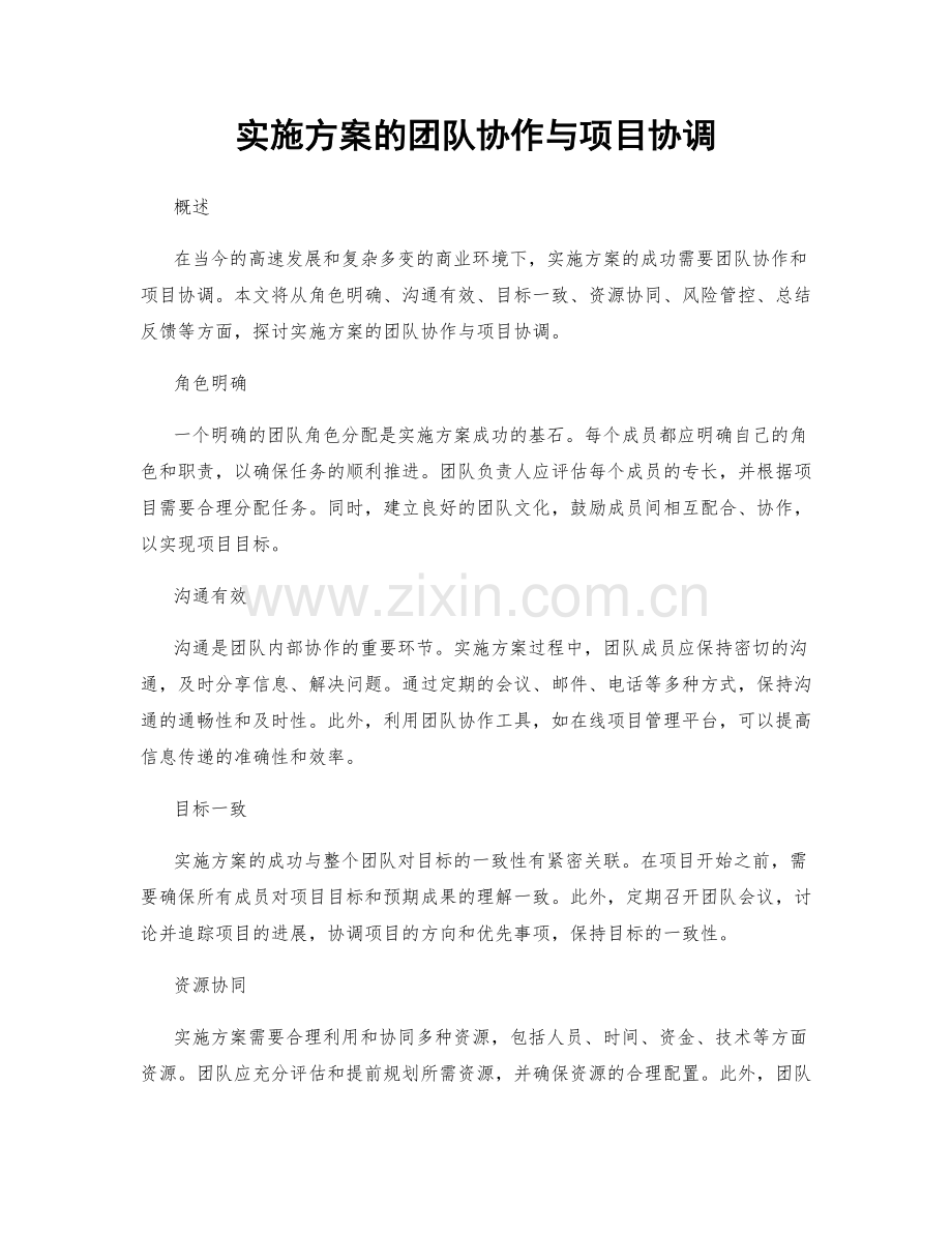 实施方案的团队协作与项目协调.docx_第1页