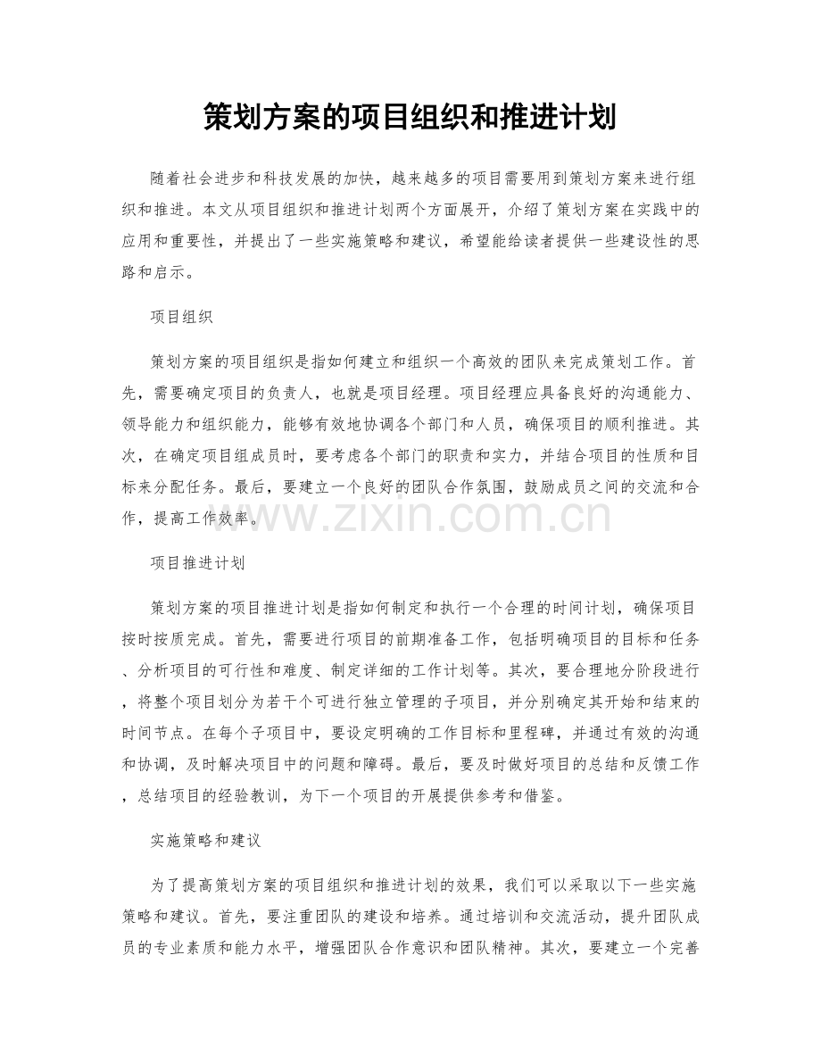 策划方案的项目组织和推进计划.docx_第1页