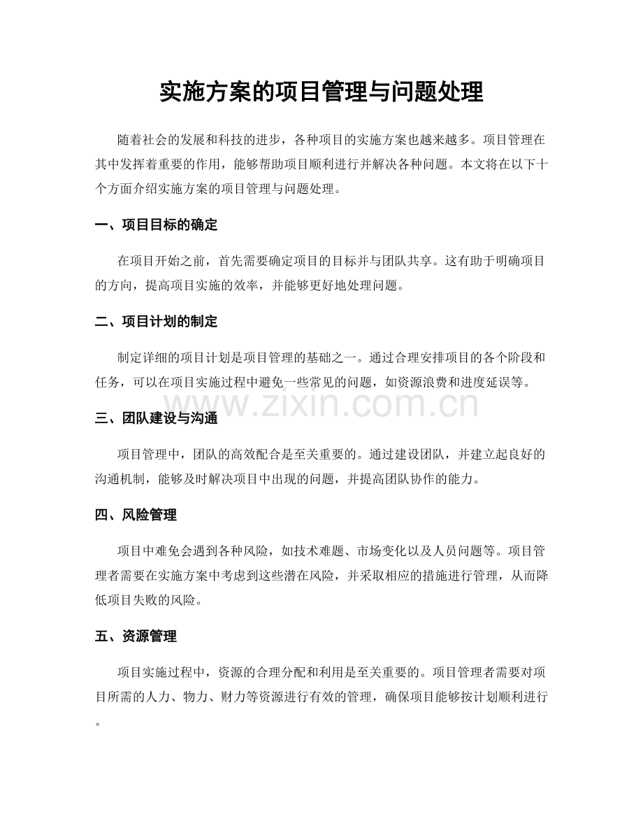实施方案的项目管理与问题处理.docx_第1页