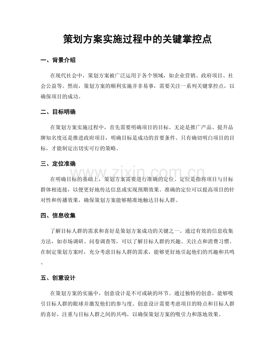 策划方案实施过程中的关键掌控点.docx_第1页