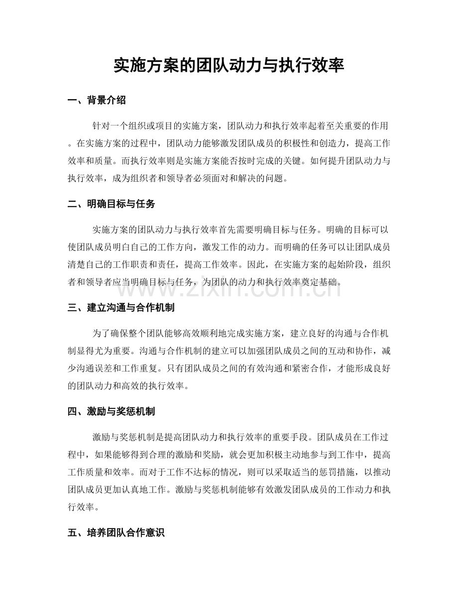 实施方案的团队动力与执行效率.docx_第1页