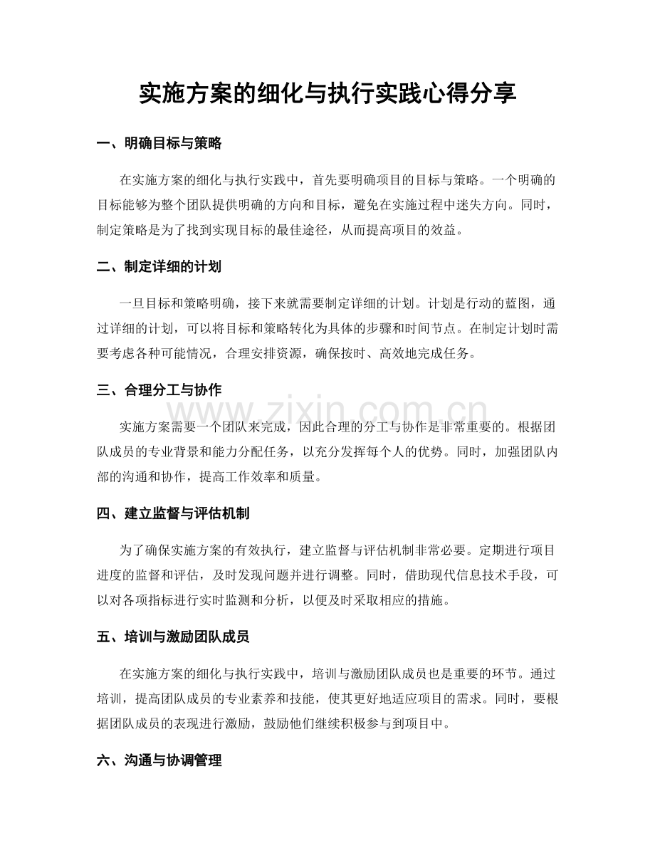 实施方案的细化与执行实践心得分享.docx_第1页