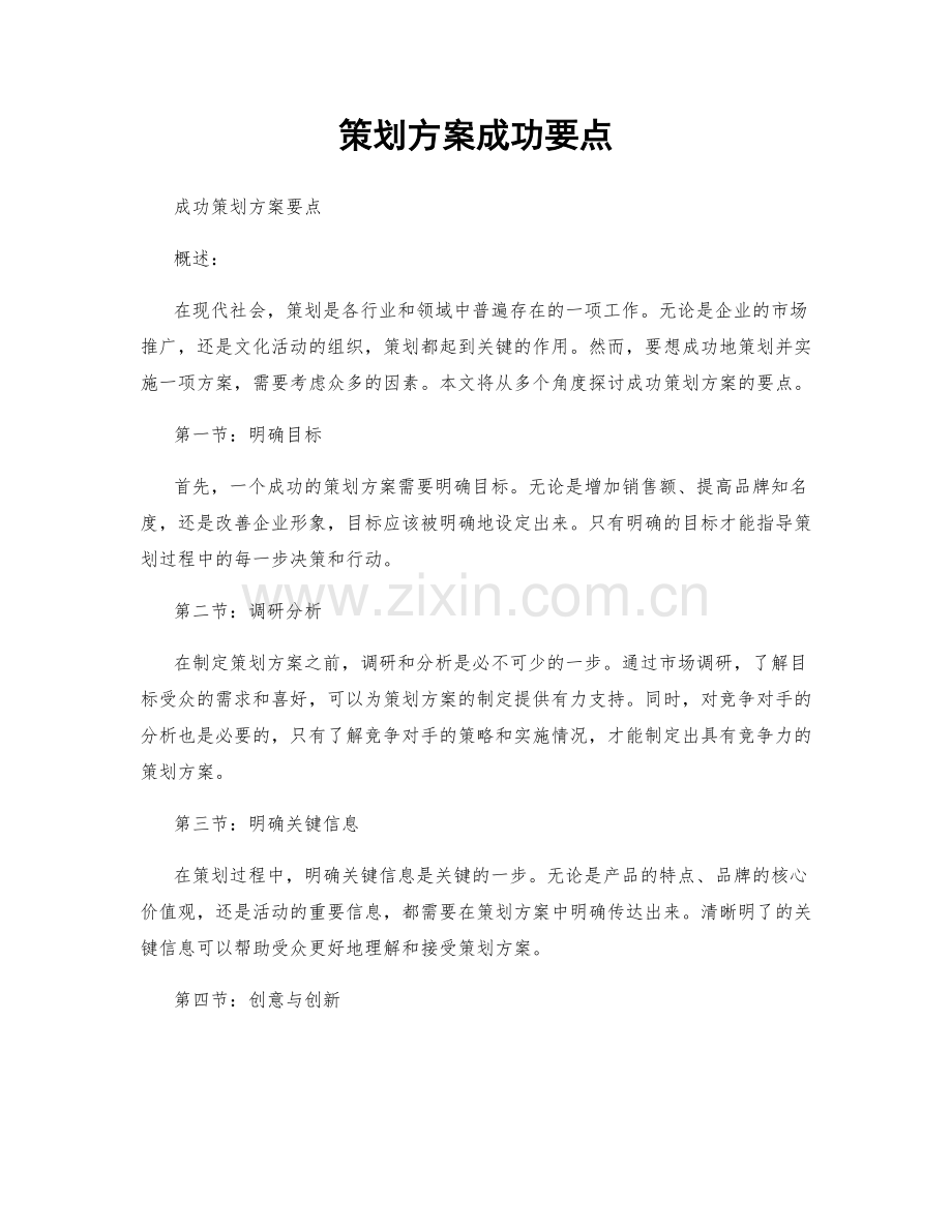 策划方案成功要点.docx_第1页
