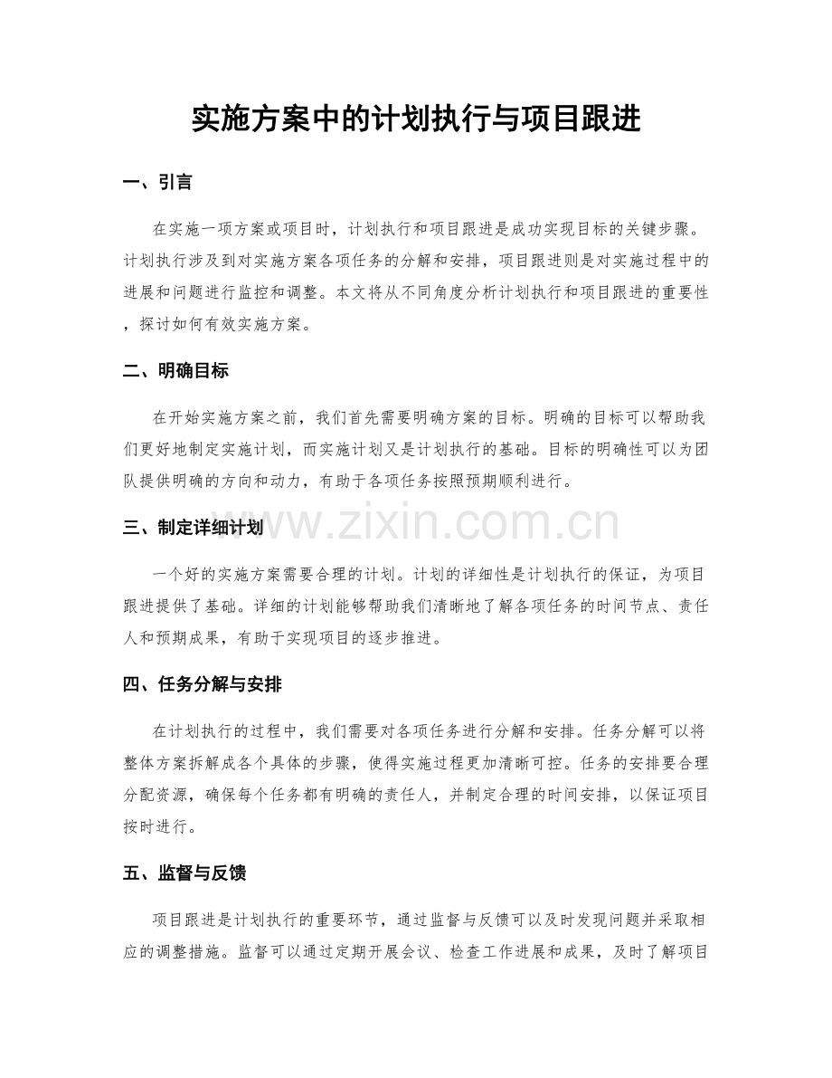 实施方案中的计划执行与项目跟进.docx_第1页