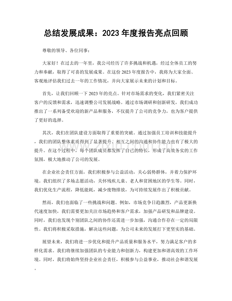 总结发展成果：2023年度报告亮点回顾.docx_第1页