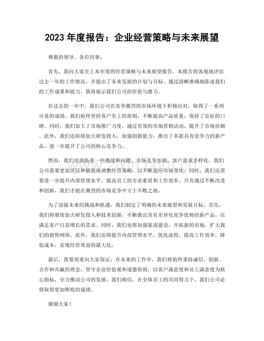 2023年度报告：企业经营策略与未来展望.docx_第1页