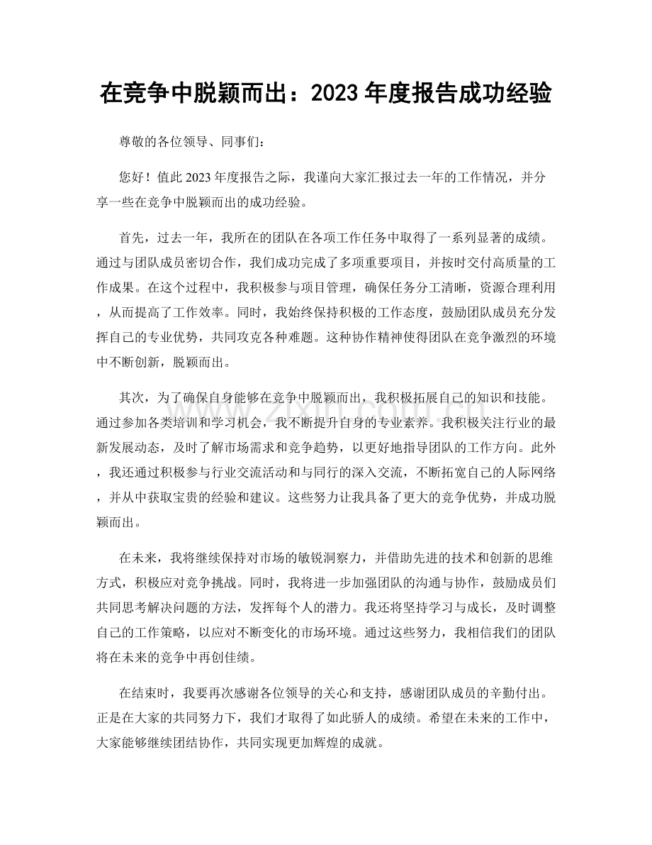 在竞争中脱颖而出：2023年度报告成功经验.docx_第1页