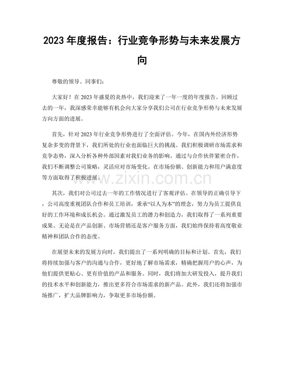 2023年度报告：行业竞争形势与未来发展方向.docx_第1页