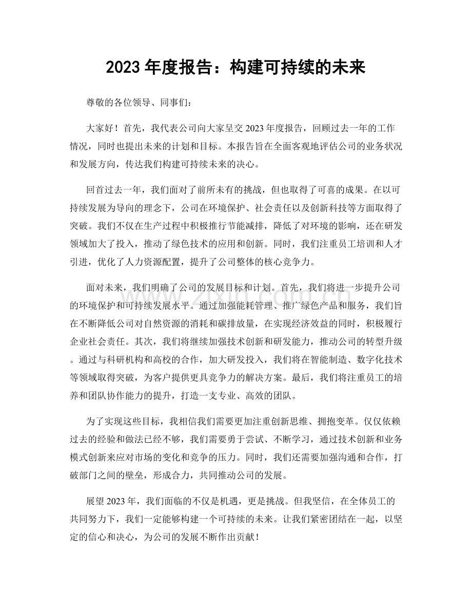2023年度报告：构建可持续的未来.docx_第1页