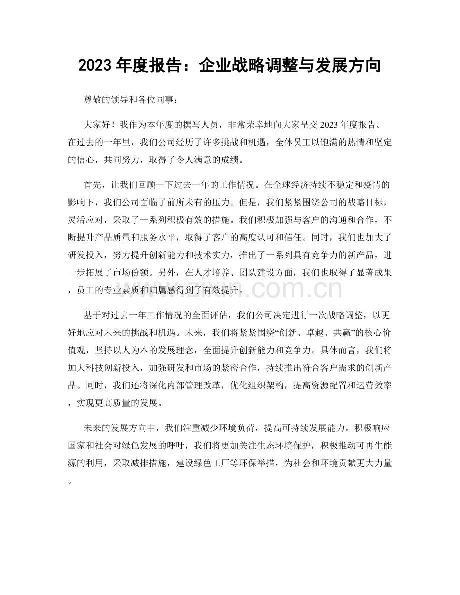 2023年度报告：企业战略调整与发展方向.docx_第1页