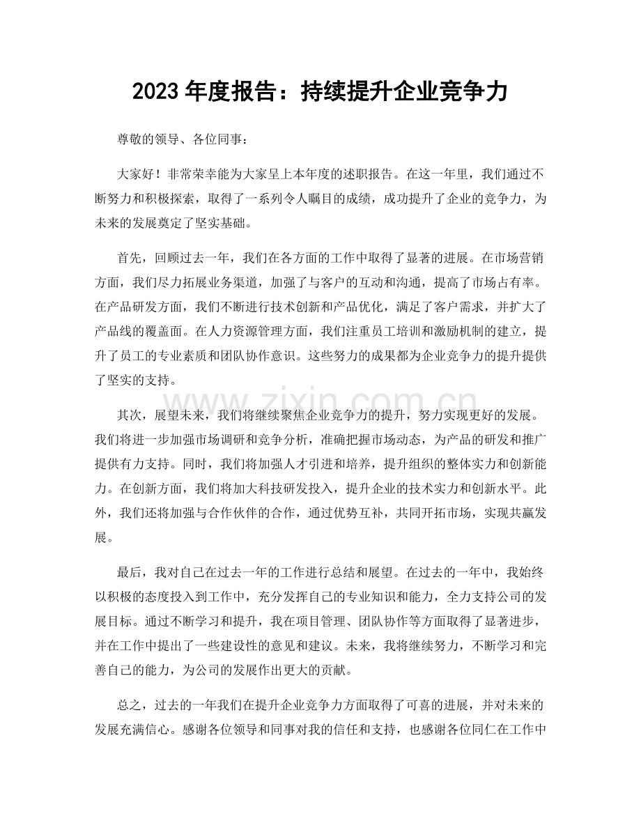 2023年度报告：持续提升企业竞争力.docx_第1页