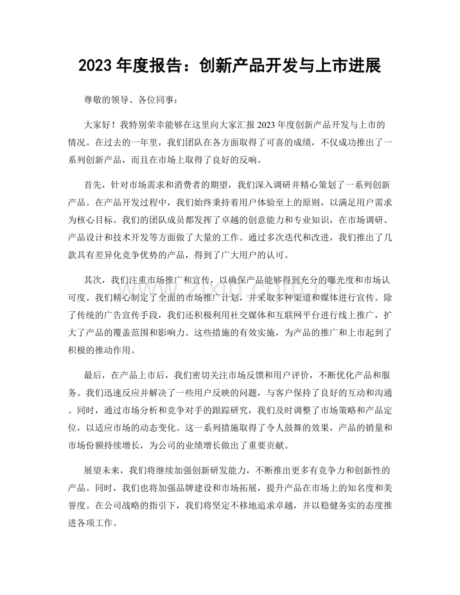 2023年度报告：创新产品开发与上市进展.docx_第1页