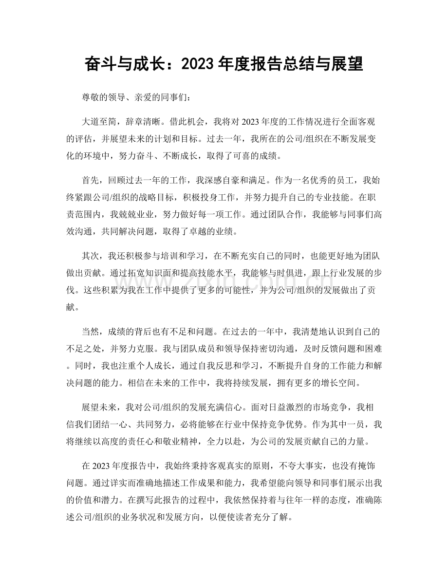 奋斗与成长：2023年度报告总结与展望.docx_第1页