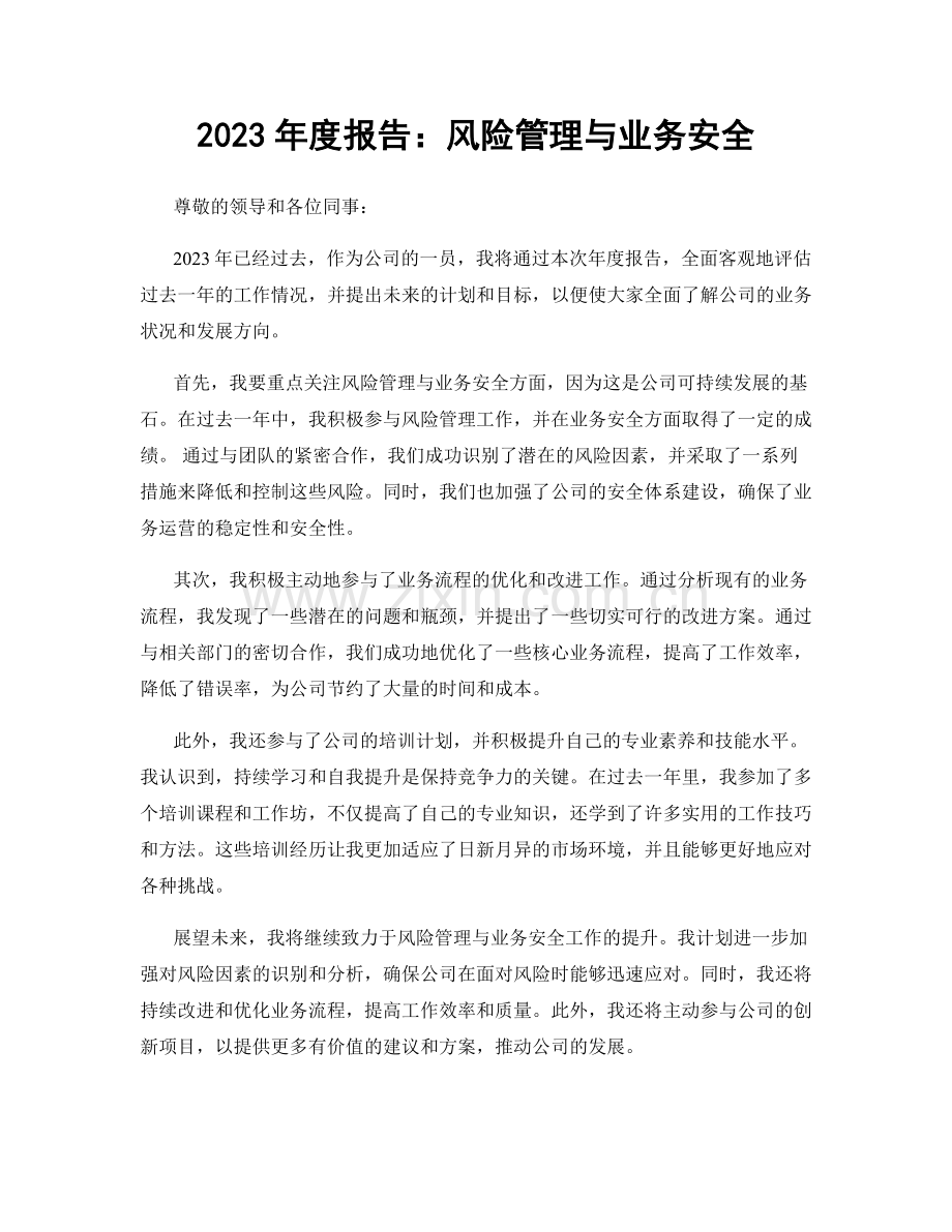 2023年度报告：风险管理与业务安全.docx_第1页