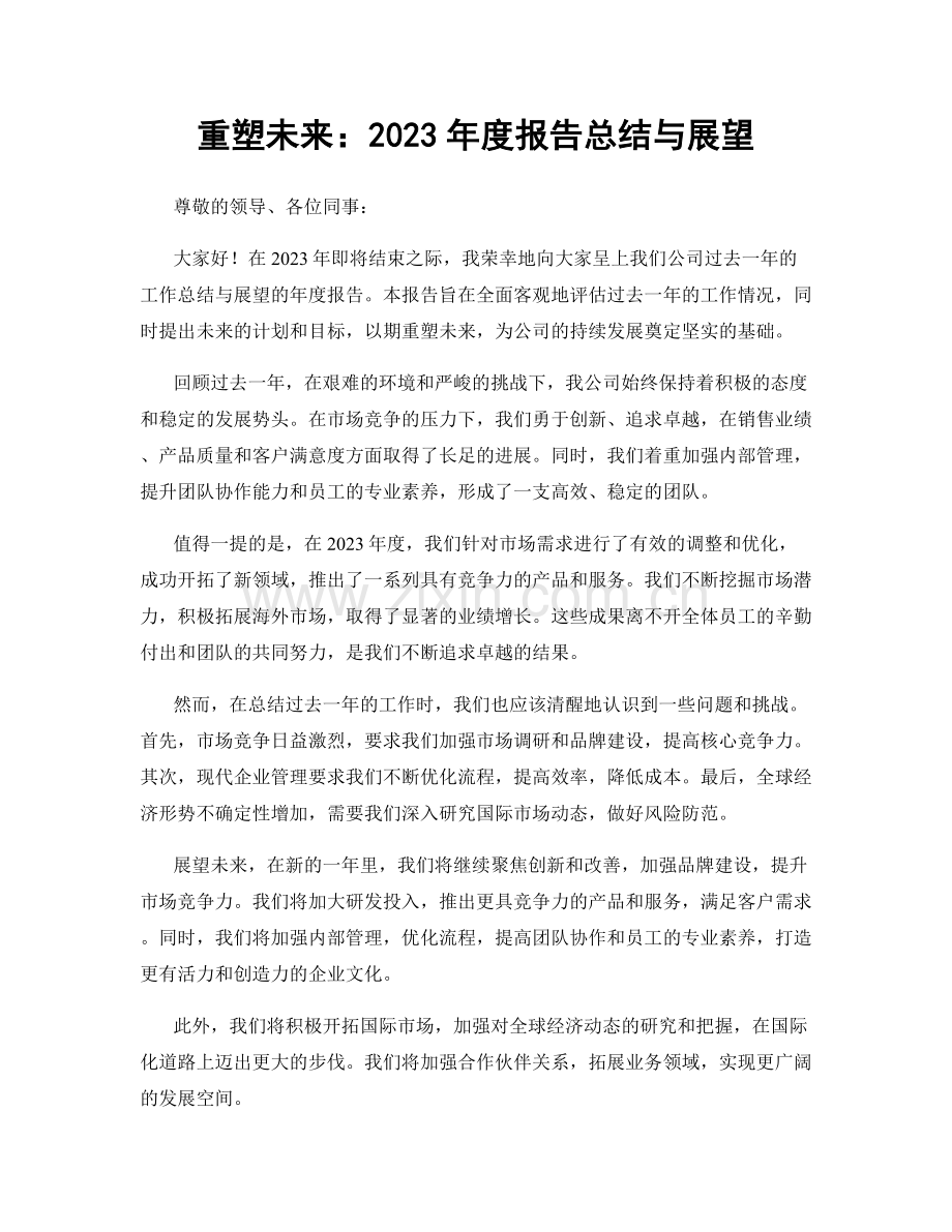 重塑未来：2023年度报告总结与展望.docx_第1页