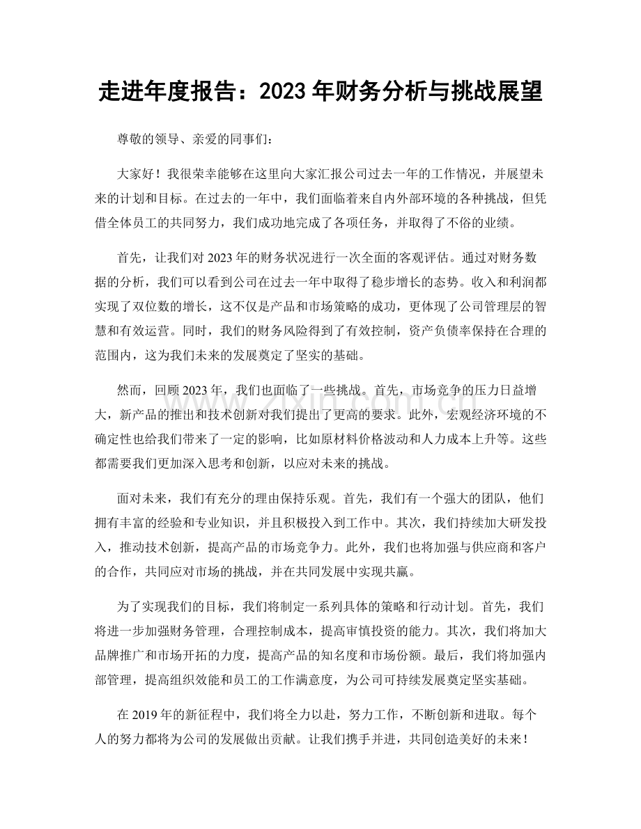 走进年度报告：2023年财务分析与挑战展望.docx_第1页