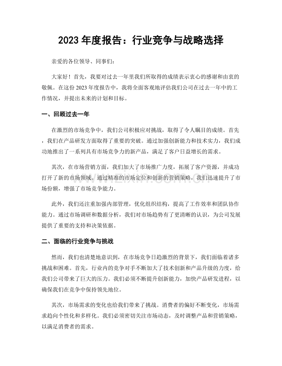 2023年度报告：行业竞争与战略选择.docx_第1页