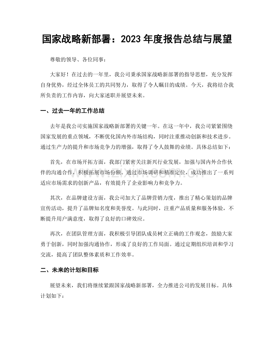 国家战略新部署：2023年度报告总结与展望.docx_第1页
