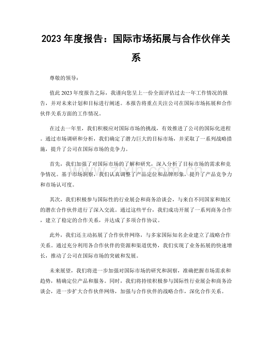 2023年度报告：国际市场拓展与合作伙伴关系.docx_第1页