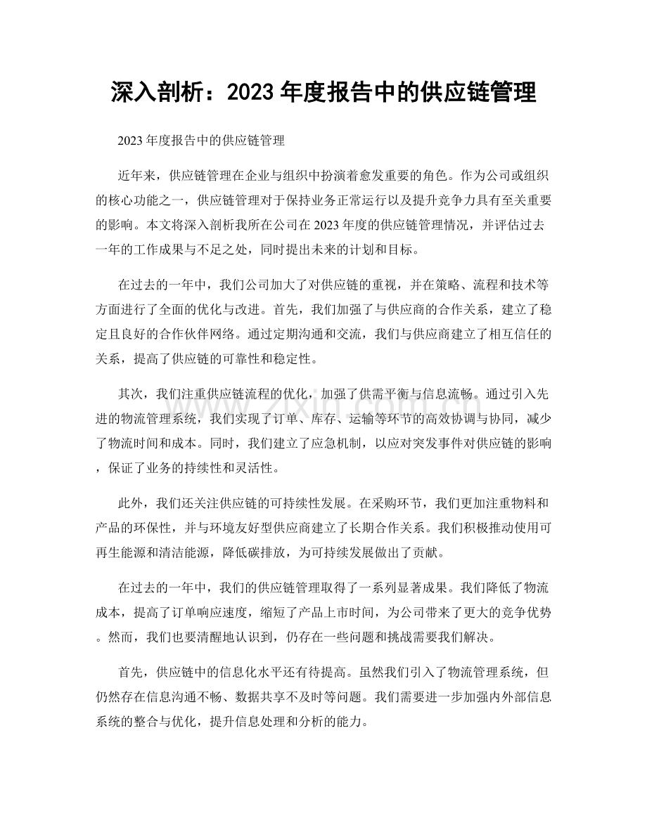 深入剖析：2023年度报告中的供应链管理.docx_第1页