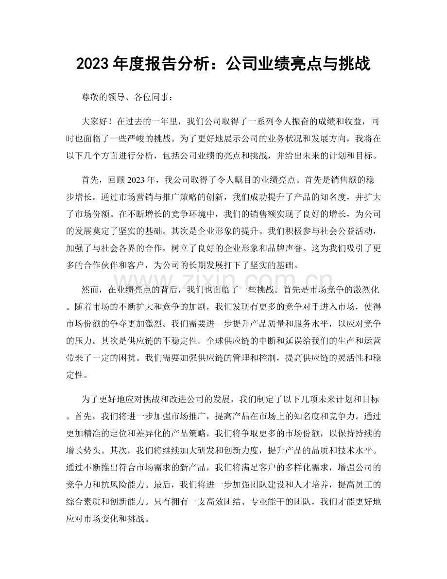 2023年度报告分析：公司业绩亮点与挑战.docx_第1页