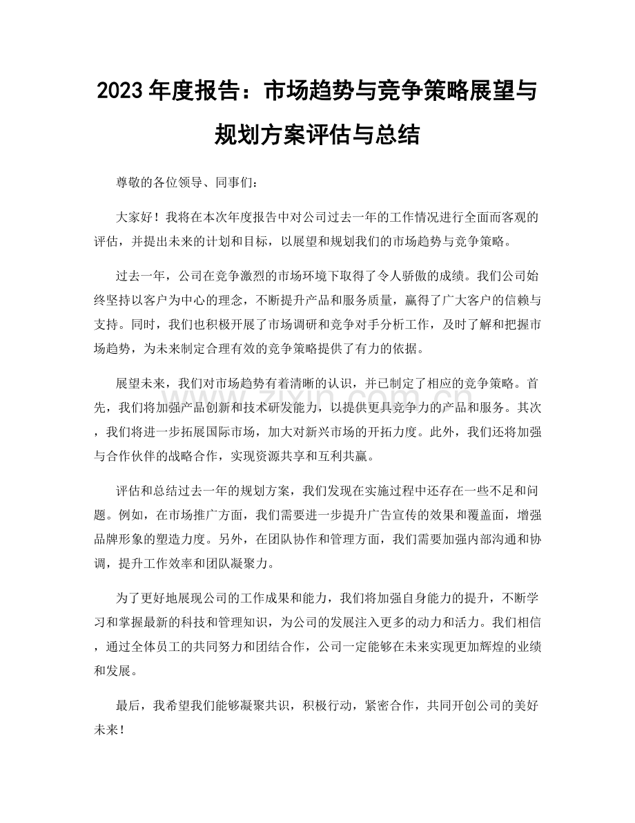2023年度报告：市场趋势与竞争策略展望与规划方案评估与总结.docx_第1页