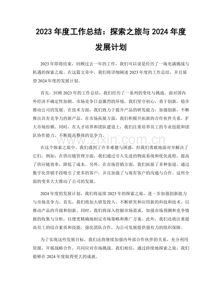 2023年度工作总结：探索之旅与2024年度发展计划.docx_第1页