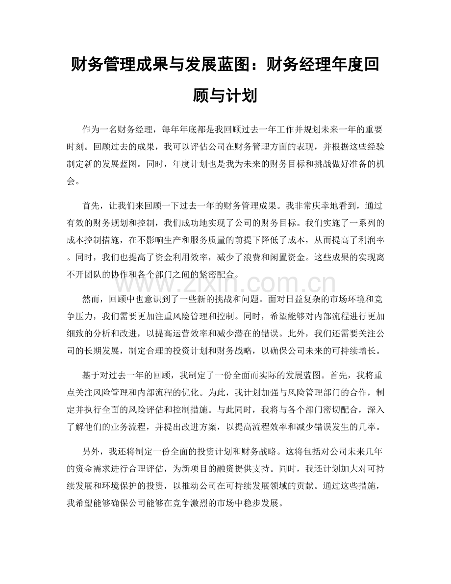 财务管理成果与发展蓝图：财务经理年度回顾与计划.docx_第1页