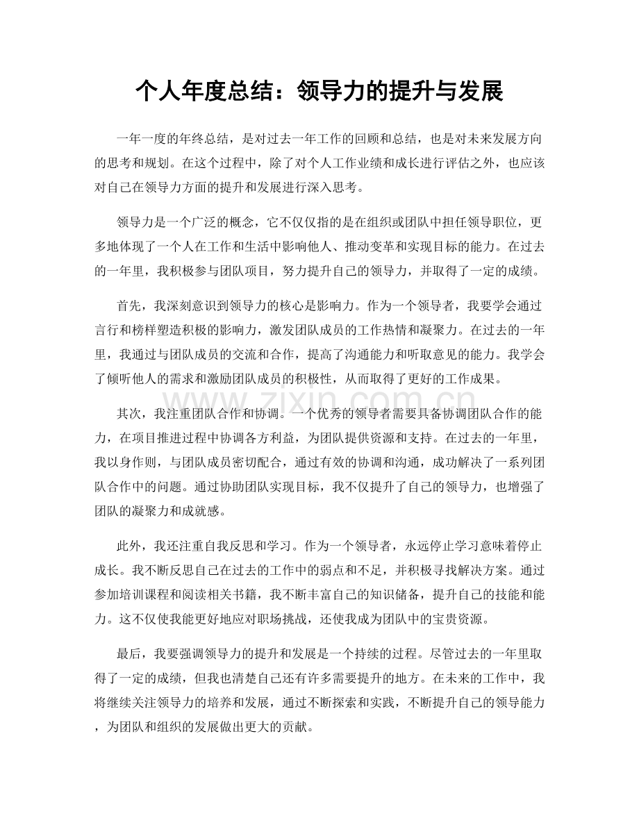 个人年度总结：领导力的提升与发展.docx_第1页