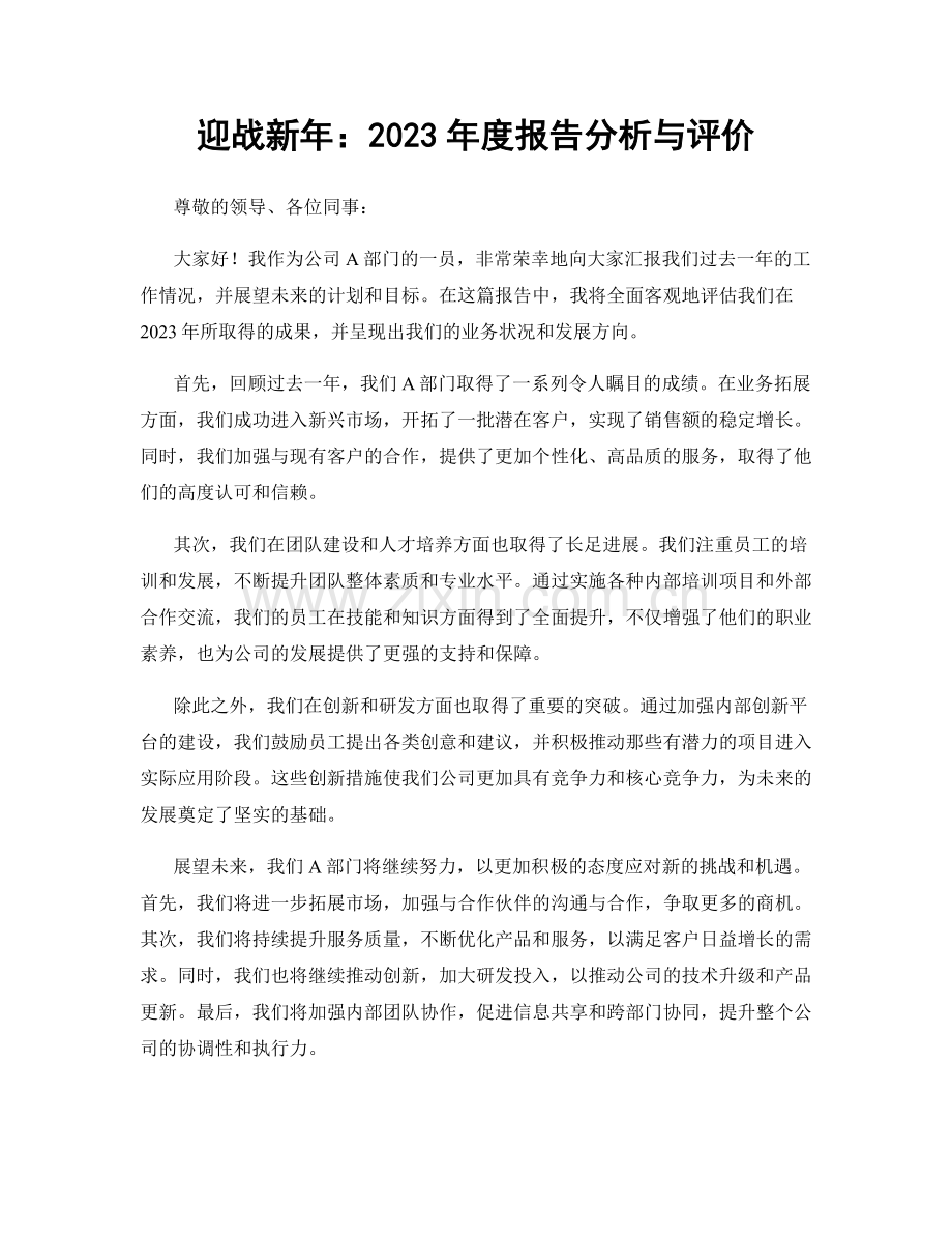 迎战新年：2023年度报告分析与评价.docx_第1页